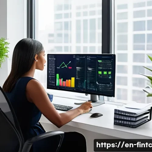 금융 목표 및 계획 검토하기 - A modern home office scene featuring a diverse young professional woman sitting at a sleek desk with...