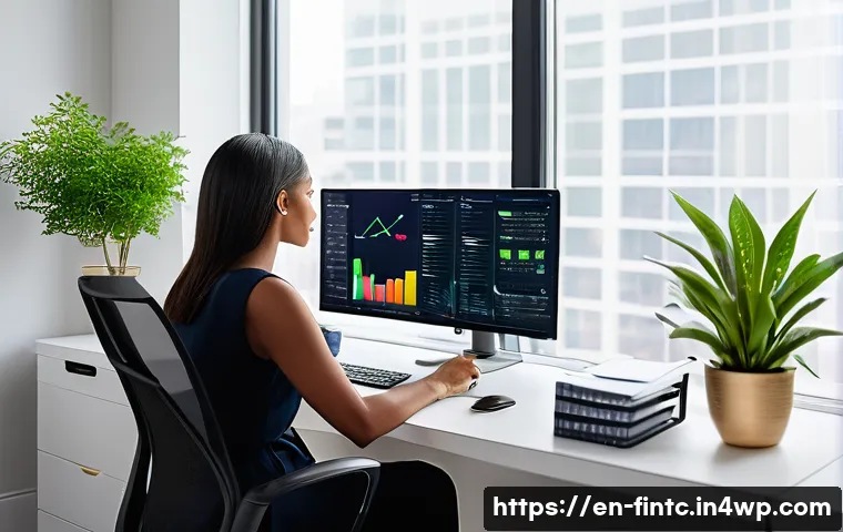 금융 목표 및 계획 검토하기 - A modern home office scene featuring a diverse young professional woman sitting at a sleek desk with...